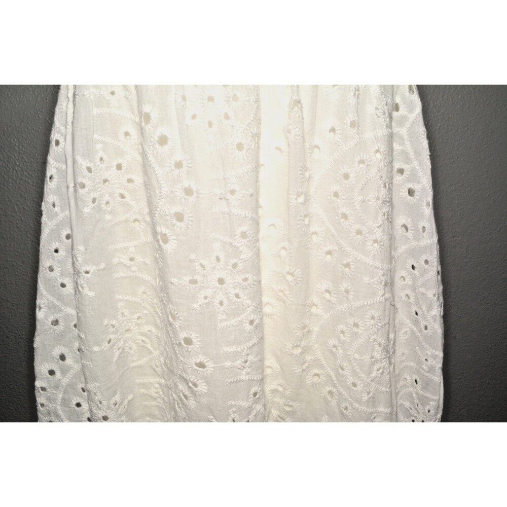 Lush White Eyelet Maxi Dress Size M Boho Tiered Spaghetti Strap Cottagecore - Picture 4 of 4